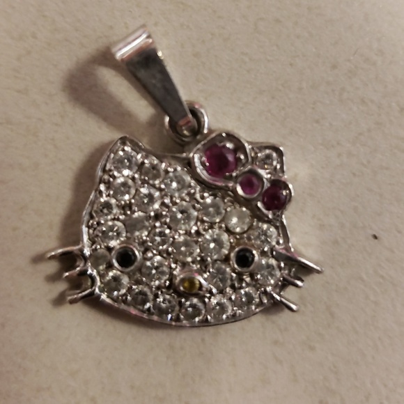 14kt white gold diamond and ruby hello kitty penda - Picture 2 of 2